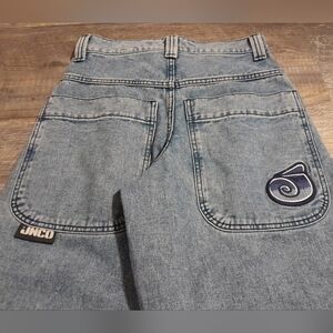 Vintage JNCO Twin Cannon Grunge Cyber Y2K Crop Wideleg Jeans Mens 28X29
